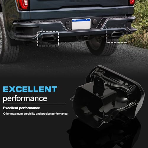 Anlseiod 1 Pair Exhaust Tips Bezels compatible for Silverado Sierra 2019 2020 2021 2022 2023 Exhaust Tips Black RH/LH Exhaust Tips Bezels Replace 2253506 84434641 84434642 - Image 5