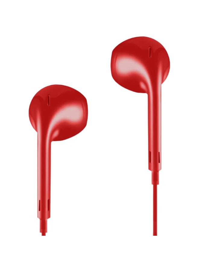 Newmine Nm-Lk06 Semi In-Ear Wired Headphones With Remote Control, Mobile Phone Headphones, Music Headphones, 3.5Mm Jack, Compatible With Computers, Laptops And Smartphones, Red - Image 3