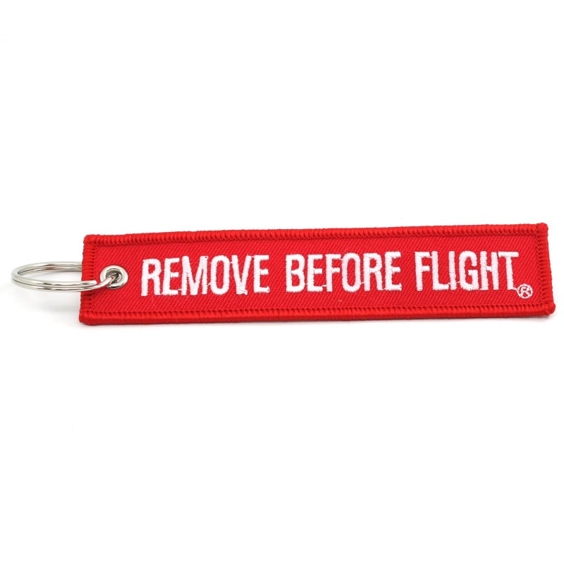 Rotary13B1 Remove Before Flight Key Chain - Red/White QTY 1piece - 100% embroidered - Image 2