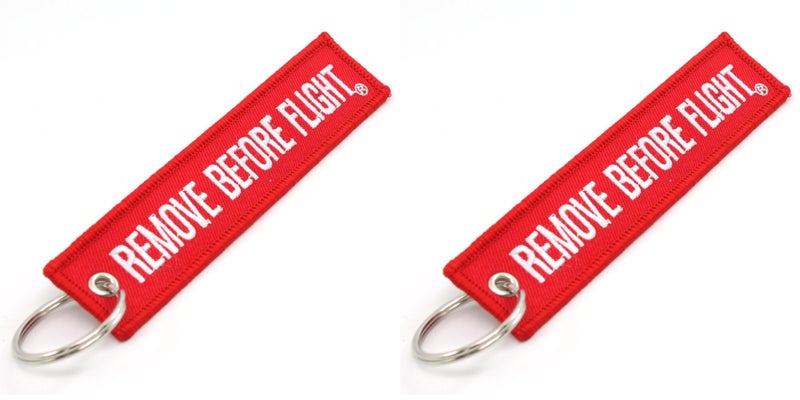 Rotary13B1 Remove Before Flight Key Chain - Red/White QTY 1piece - 100% embroidered - Image 1