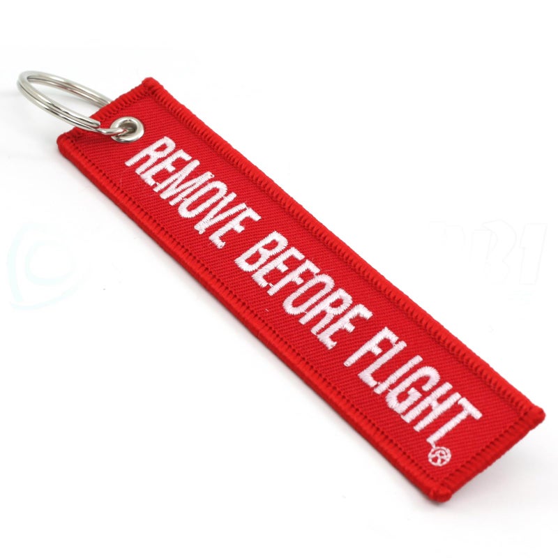 Rotary13B1 Remove Before Flight Key Chain - Red/White QTY 1piece - 100% embroidered - Image 3