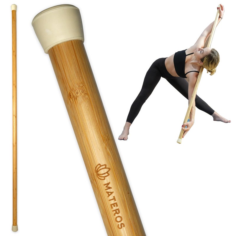 Materos Yoga Stick- 5ft Bamboo Mobility Stick- Premium Yoga Dowel- Physical Therapy Aide, Posture Corrector, Balance Support Stick, Stretching/Flexibility/Exercise Stick - Image 1