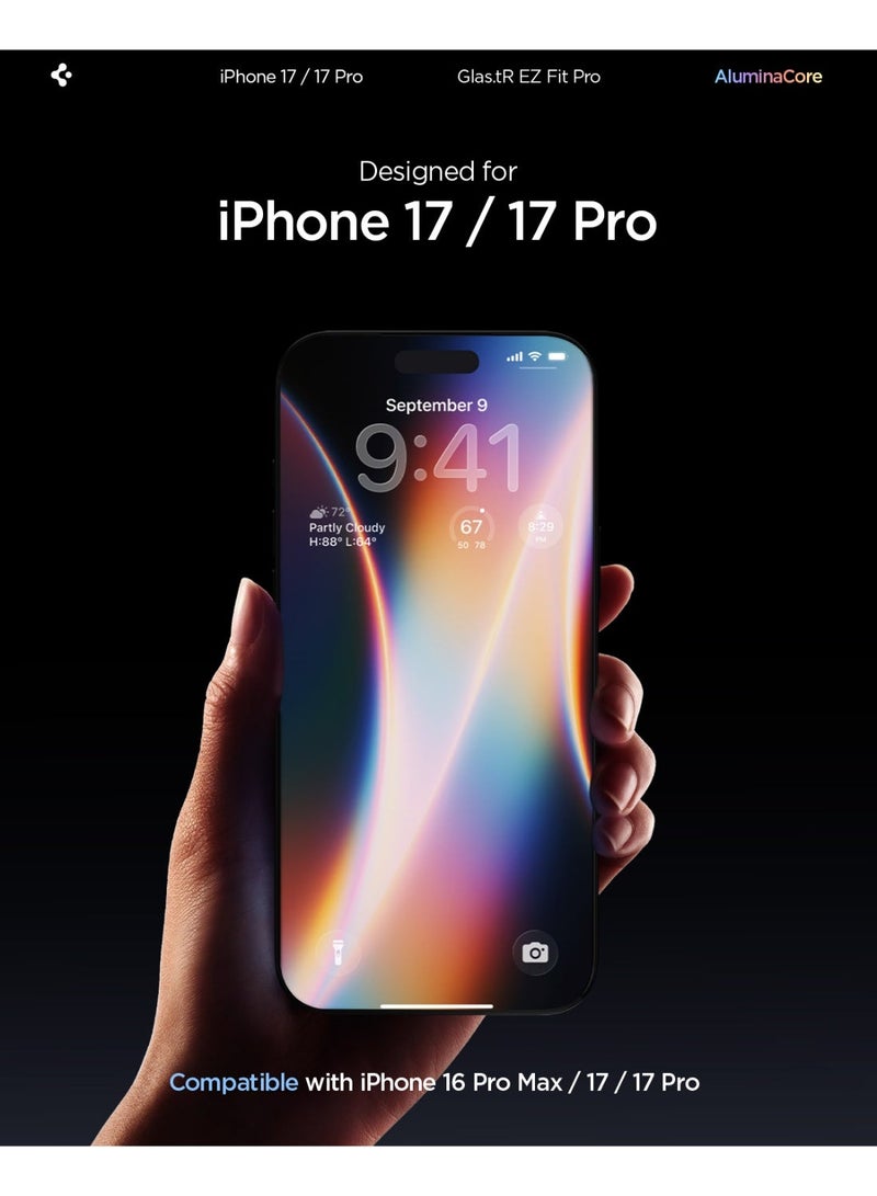 Spigen GLAStR EZ Fit PRO iPhone 17 PRO Screen Protector | iPhone 17 | iPhone 16 PRO Premium Tempered Glass [Aluminum-Enhanced Durability] Impact resistance [2 PACK] - Image 3