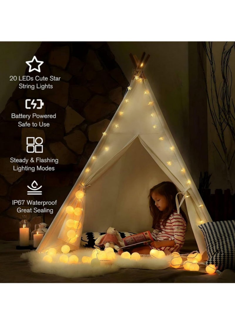ماركة غير محددة 2 مجموعة 40 مصباح LED أضواء نجوم بطول 20 قدم (6 أمتار) أضواء فيري عيد الميلاد تعمل باليو إس بي للديكور الداخلي والخارجي لحفلات الزفاف والأعياد لون أبيض دافئ  - Image 5