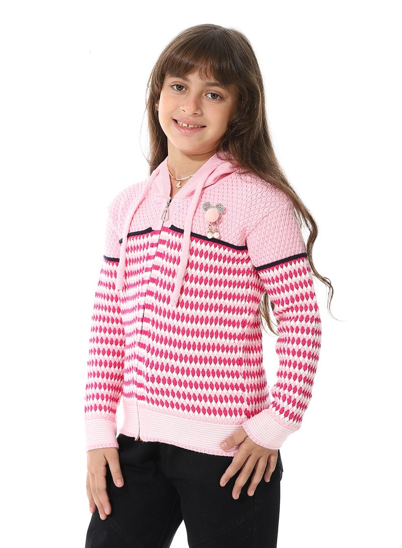 Andora Girls Hooded Neck Long Sleeve Knitted Sweater - Image 2