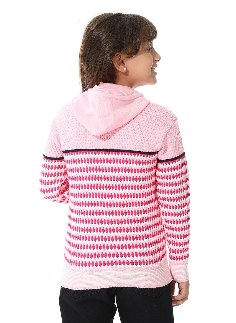 Andora Girls Hooded Neck Long Sleeve Knitted Sweater - Image 3