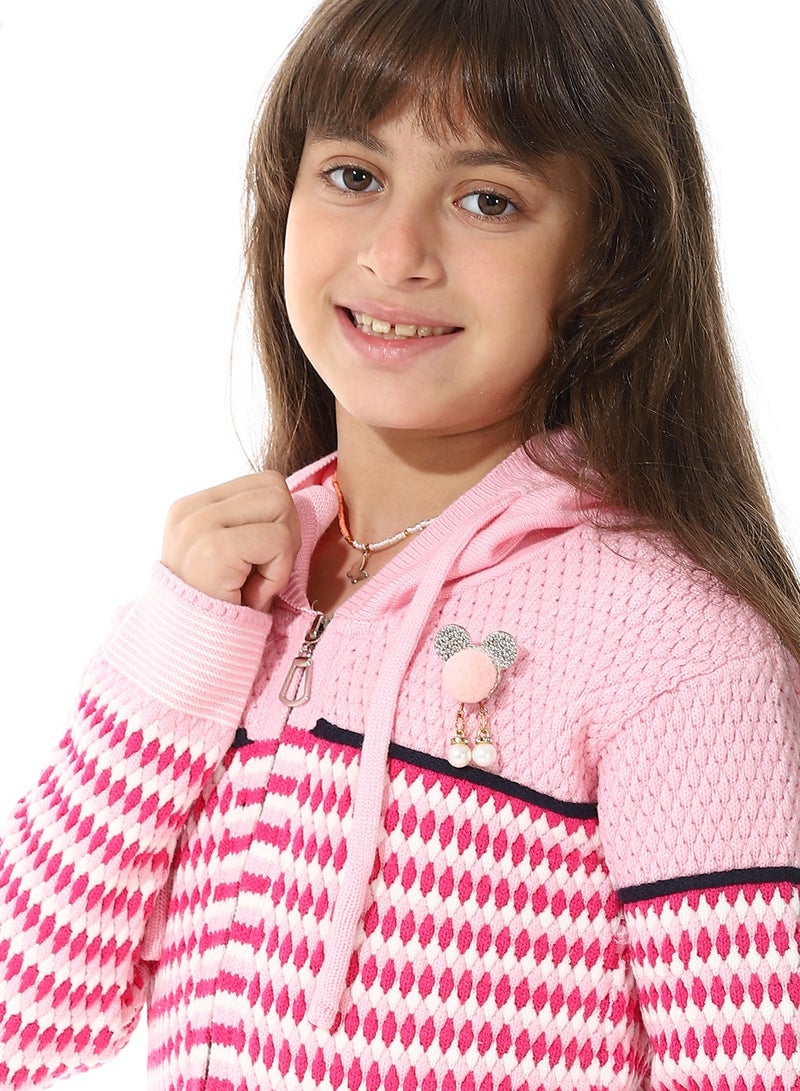 Andora Girls Hooded Neck Long Sleeve Knitted Sweater - Image 4