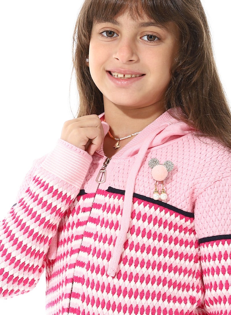 Andora Girls Hooded Neck Long Sleeve Knitted Sweater - Image 5