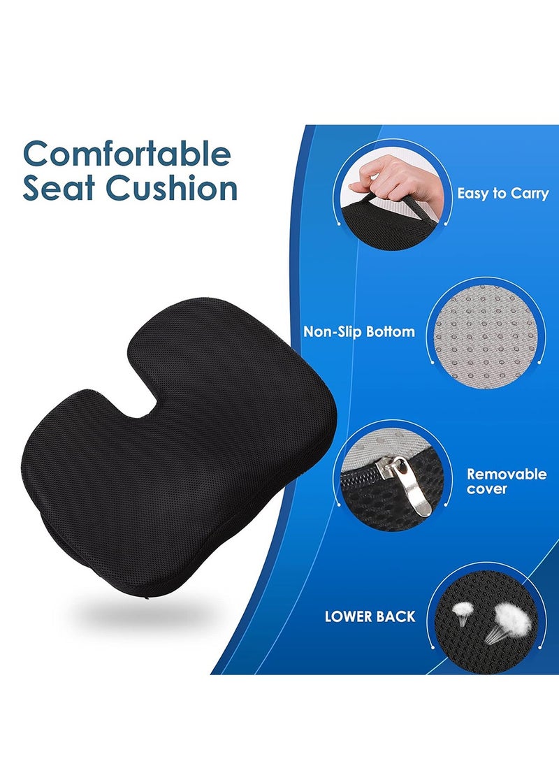 Arabest Chair Cushion, Lumbar Support Pillow with Memory Foam, Seat Cushion for Office Chair and Car(Blue)  - Image 4