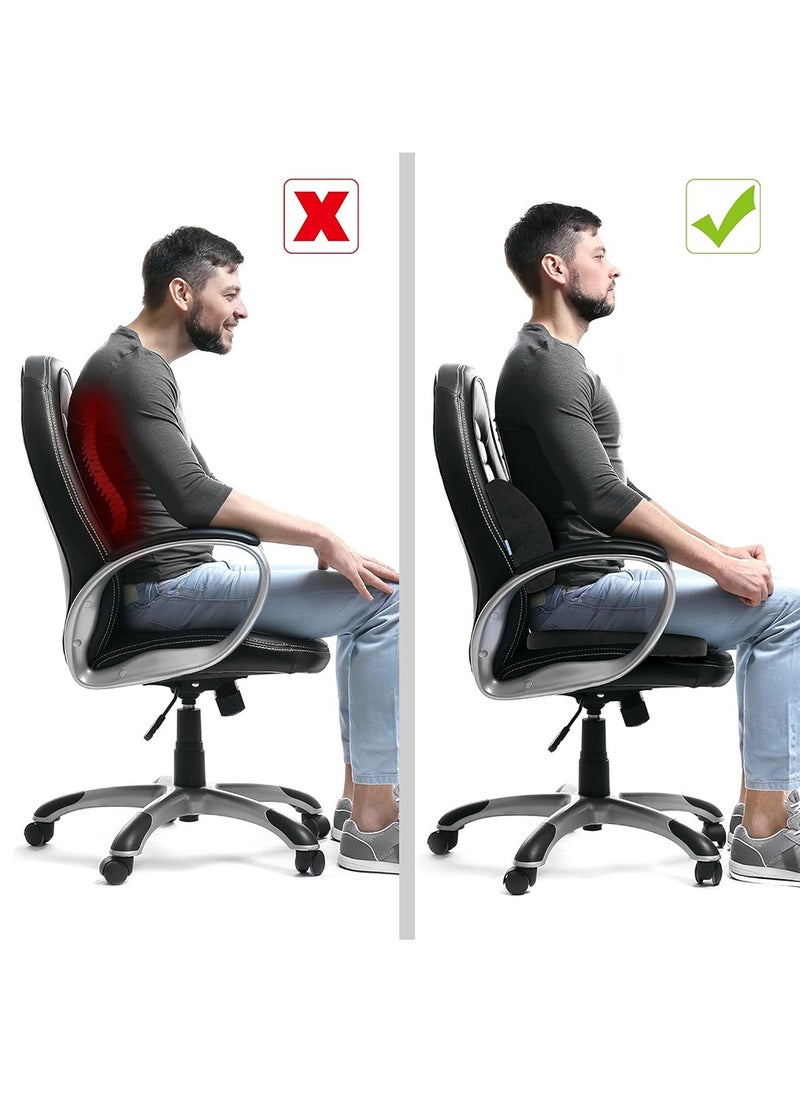 Chair Cushion, Lumbar Support Pillow with Memory Foam, Seat Cushion for Office Chair and Car(Blue)