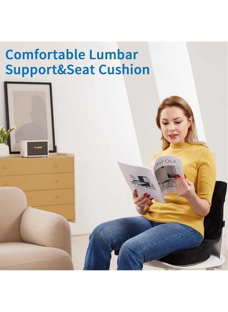Chair Cushion, Lumbar Support Pillow with Memory Foam, Seat Cushion for Office Chair and Car(Blue)
