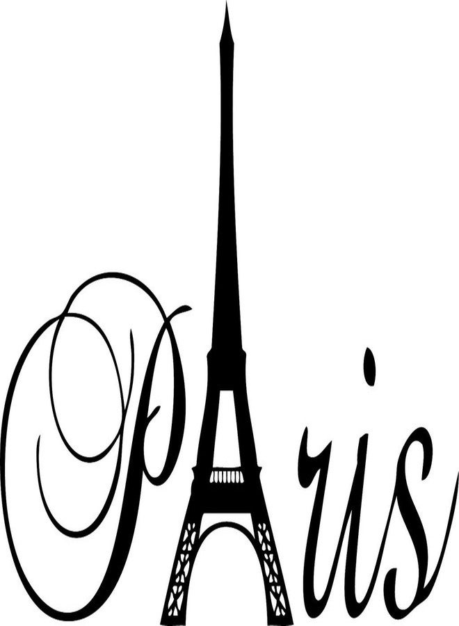Decaltor Black 20" x 13" Paris Tower Girls Room Wall Decal Home Decor Vinyl Black - Image 1