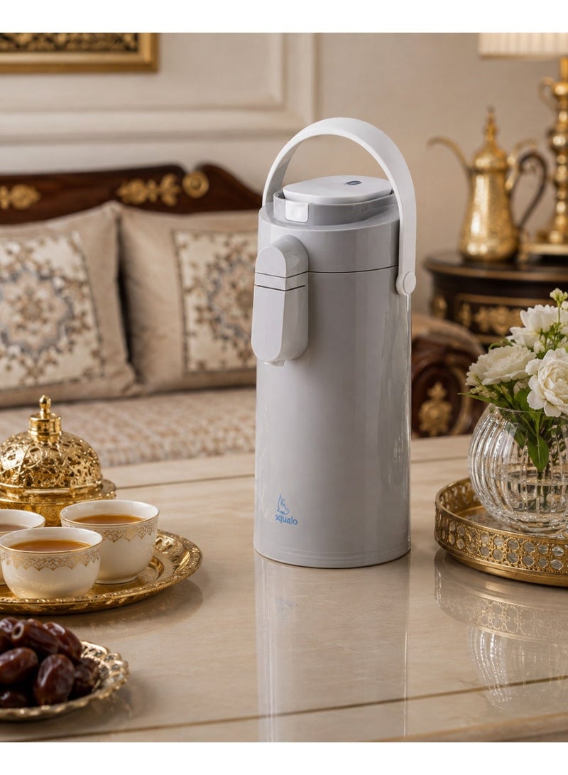 Squalo 3L Compressor Thermos for Hot and Cold Drinks – Double Insulation and Practical Carrying Handle – Grey and White ☕✨ - Image 1