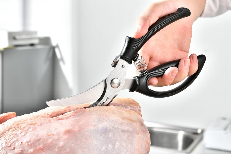 Gerior Heavy Duty Poultry Shears - Kitchen Scissors for Cutting Chicken, Poultry, Game, Meat - Chopping Vegetable - Spring Loaded - Image 3