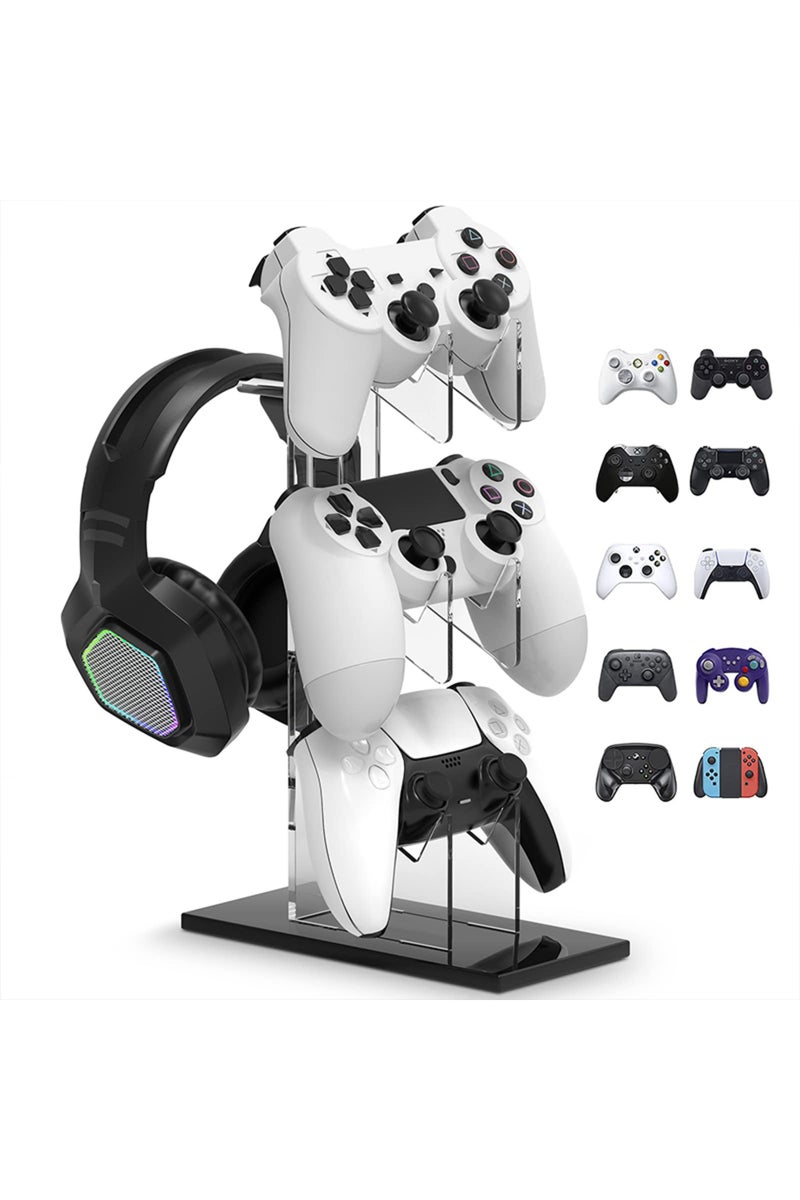 إيروريكس حامل وحدة تحكم وسماعات رأس عالمي أسود اللون بثلاث طبقات، ملحقات ألعاب PS5 وPS4 للتخزين