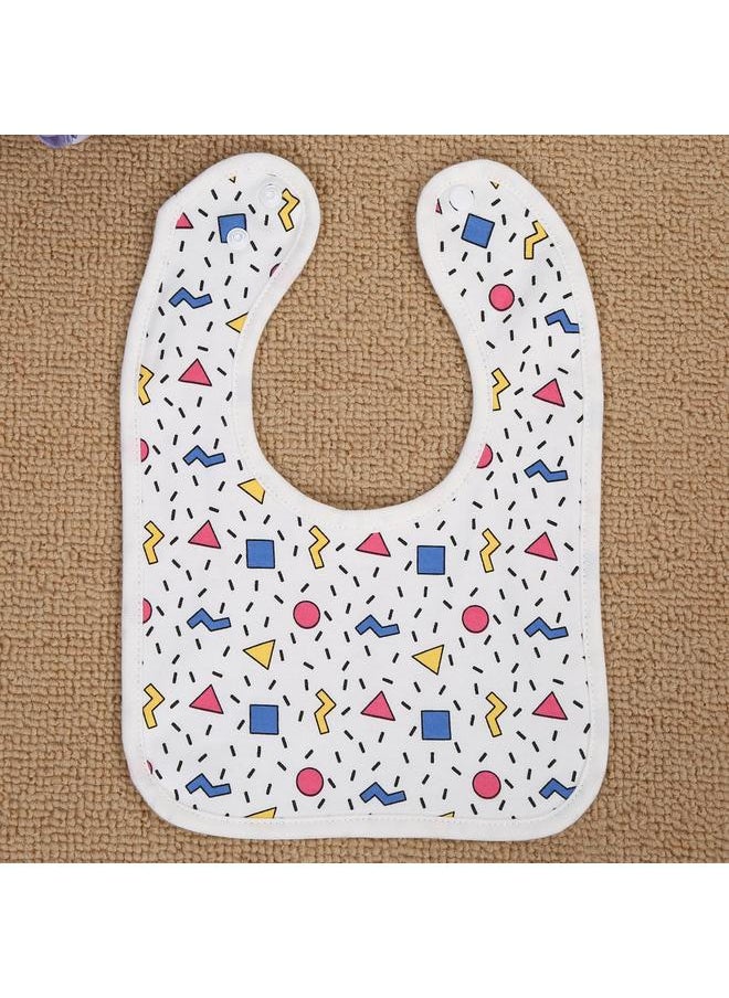 Thoraya Cotton Bibs Newborn Baby Toddler Bib Burp Cloth Soft Snap Bib(Tangram)  - Image 3