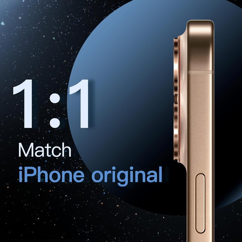 Jetech Camera Lens Protector for iPhone 16 Pro 6.3-Inch and iPhone 16 Pro Max 6.9-Inch, Full Coverage 9H Tempered Glass Ring Cover, Matte Metal Plate, Case Friendly, 1-Pack (Desert Titanium) - Image 5