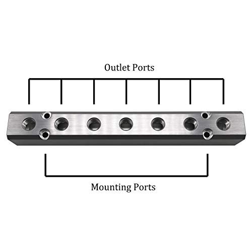 NACX 7 Way Pneumatic Manifold Air Distribution Block, G1/2 Supply Port, G1/4-Inch Output Port, Aluminum Alloy - Image 2