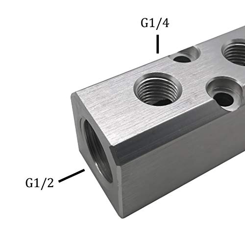 NACX 7 Way Pneumatic Manifold Air Distribution Block, G1/2 Supply Port, G1/4-Inch Output Port, Aluminum Alloy - Image 3