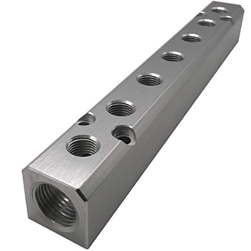 NACX 7 Way Pneumatic Manifold Air Distribution Block, G1/2 Supply Port, G1/4-Inch Output Port, Aluminum Alloy - Image 1
