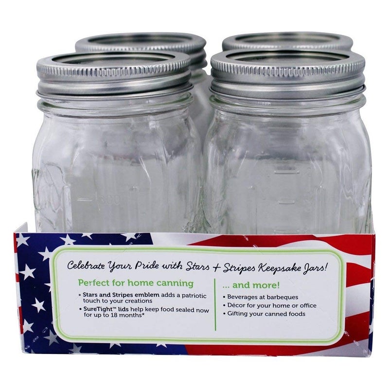 Ball Keepsake USA Stars and Stripes Regular Mouth Canning Jars 1 pt. 4 pk - Image 5