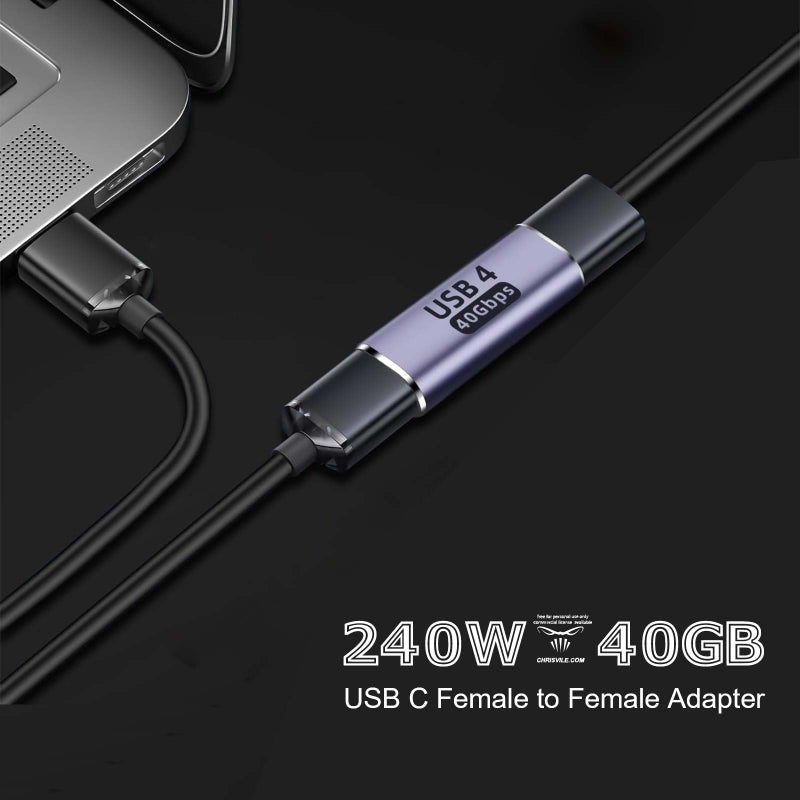 TFAK 3pack usbc Female to Female Adapter - USB C Coupler with 240W Fast Charging & 40Gbps Data Transfer, Type c Extender with 8k@60hz Video, Compatible for MacBook, ipad, Thunderbolt 4/3 - Image 5