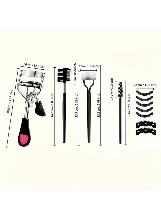 13 Piece Set Black Red Eyelash Eyebrow Care Kit With Curler Brushes Combs - Image 5