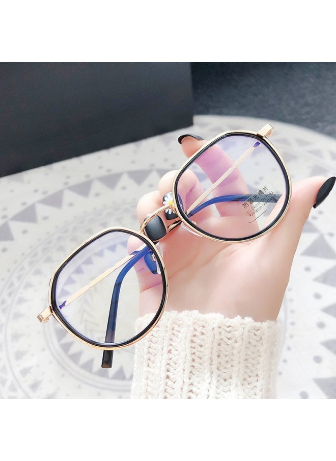 Generic Korean Style Fashionable Anti-blue Light Glasses Frame Small Red Book Personalized Men And Women Artistic Student Glasses Fashionable Myopia Wholesale-Color:Transparent Champagne-empty Rack  - Image 4