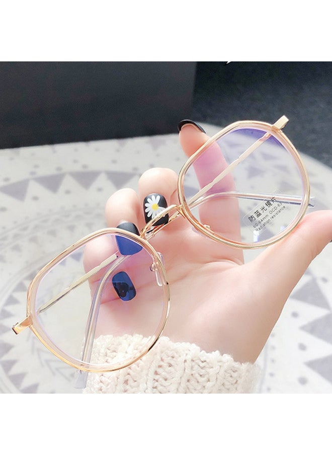 Generic Korean Style Fashionable Anti-blue Light Glasses Frame Small Red Book Personalized Men And Women Artistic Student Glasses Fashionable Myopia Wholesale-Color:Transparent Champagne-empty Rack  - Image 1