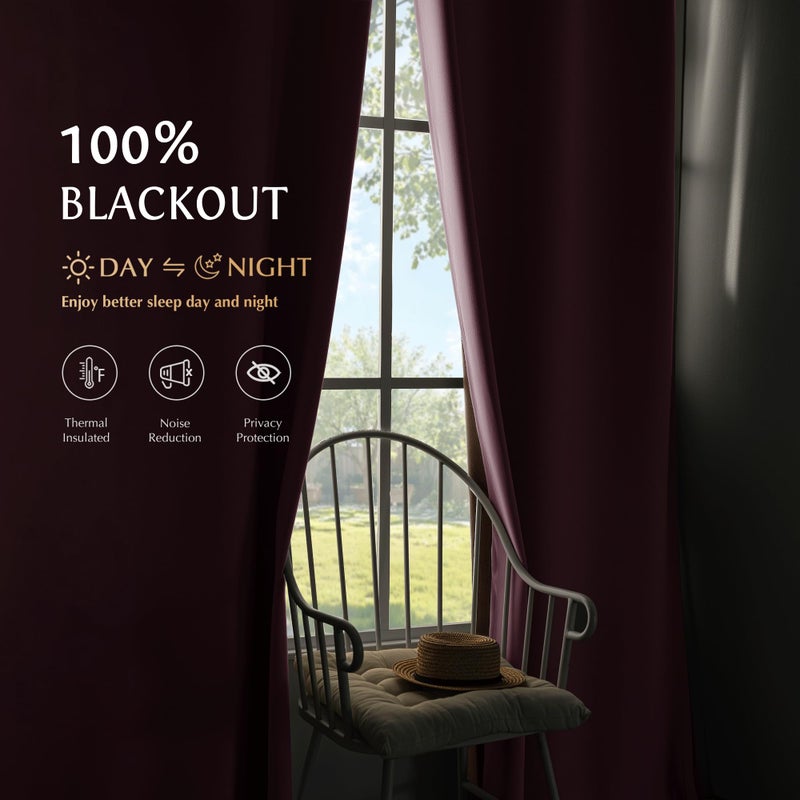 Beauoop Pink 100% Blackout Curtains 84 Inch Long 2 Panels for Bedroom Living Room Solid Room Darkening Thermal Insulated Soundproof Energy Saving Grommet Top Window Treatment Drapes, 52x84 2 Set - Image 2