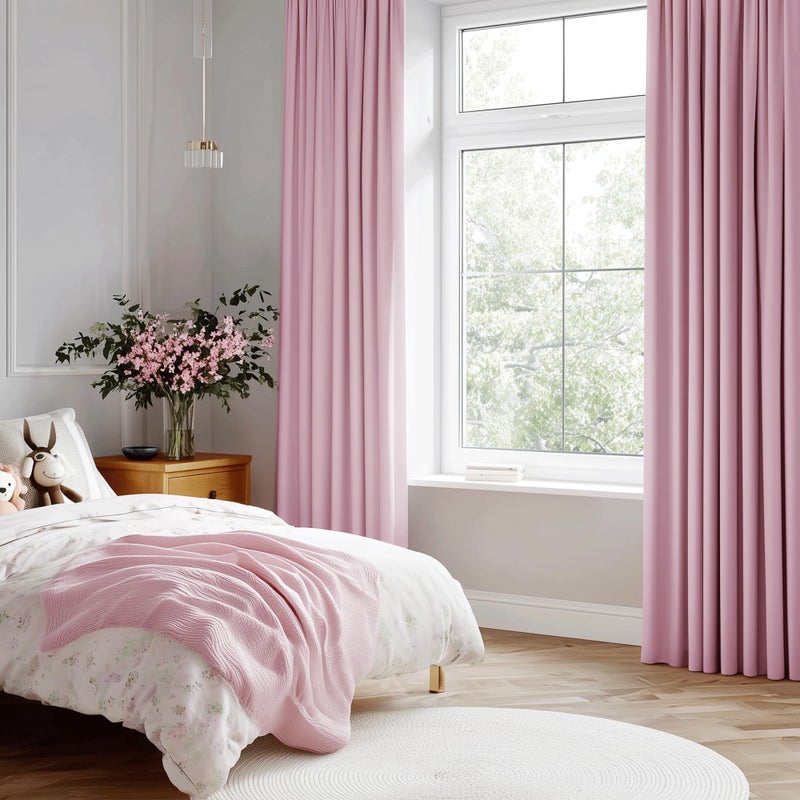 Beauoop Pink 100% Blackout Curtains 84 Inch Long 2 Panels for Bedroom Living Room Solid Room Darkening Thermal Insulated Soundproof Energy Saving Grommet Top Window Treatment Drapes, 52x84 2 Set - Image 5
