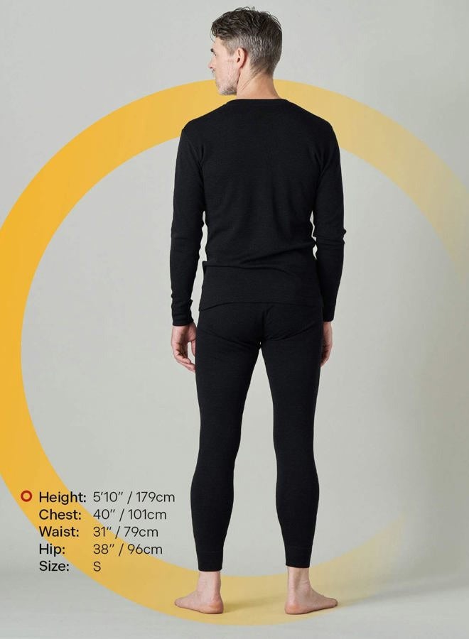 LAPASA Men's 100% Merino Wool Base Layer Thermal Underwear Set Top and Bottom M31 (1. Lightweight Black,M), 1. Lightweight Black 1 Set, M - Image 2