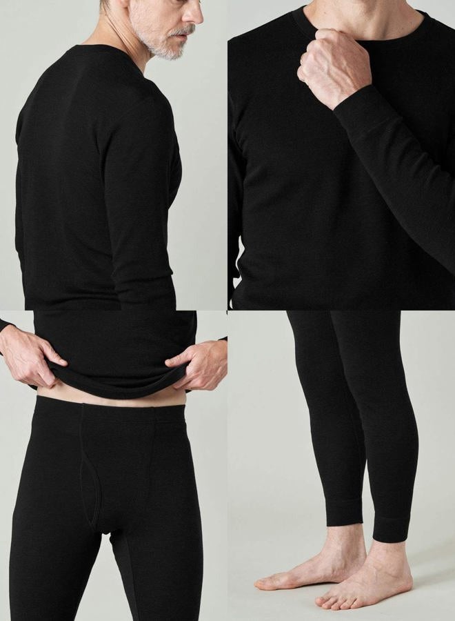 LAPASA Men's 100% Merino Wool Base Layer Thermal Underwear Set Top and Bottom M31 (1. Lightweight Black,M), 1. Lightweight Black 1 Set, M - Image 4