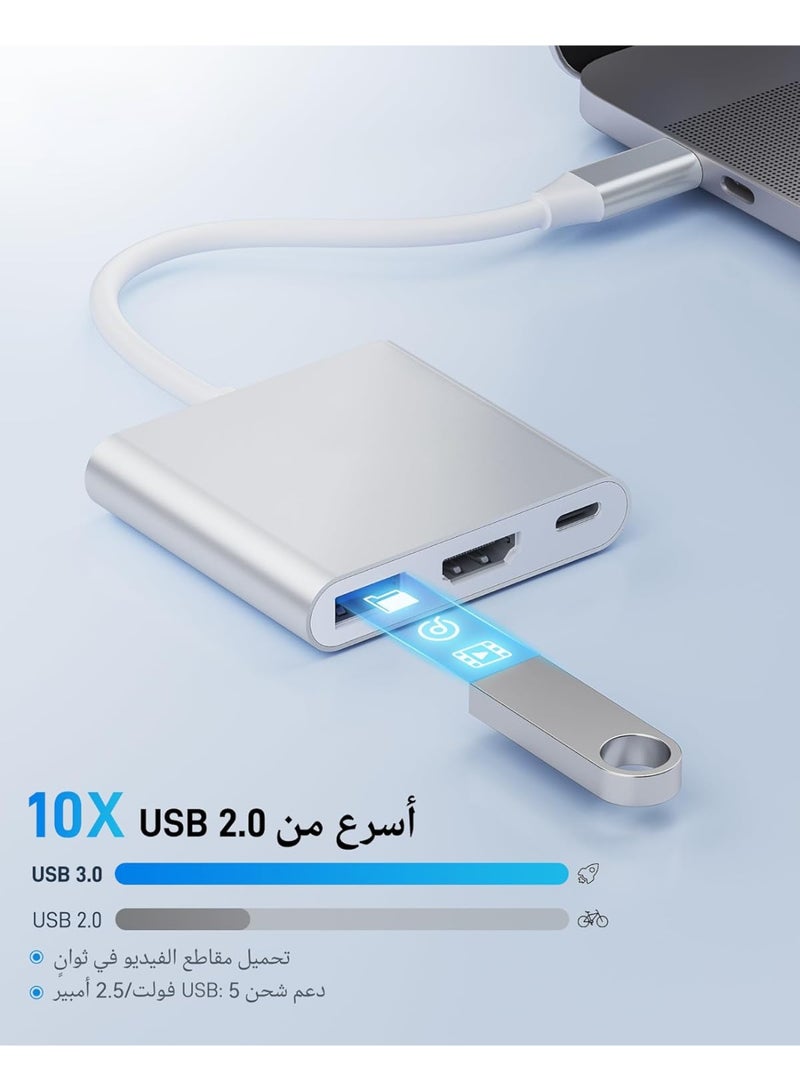USB-C Multiport Adapter, 4K HDMI + 100W PD + USB 3.0 Port, Thunderbolt 3 Portable Hub for Laptop & Mobile Devices - Image 2