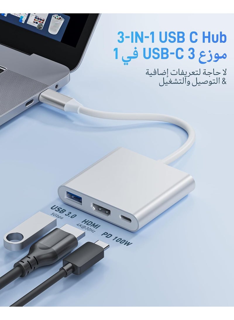 USB-C Multiport Adapter, 4K HDMI + 100W PD + USB 3.0 Port, Thunderbolt 3 Portable Hub for Laptop & Mobile Devices - Image 4