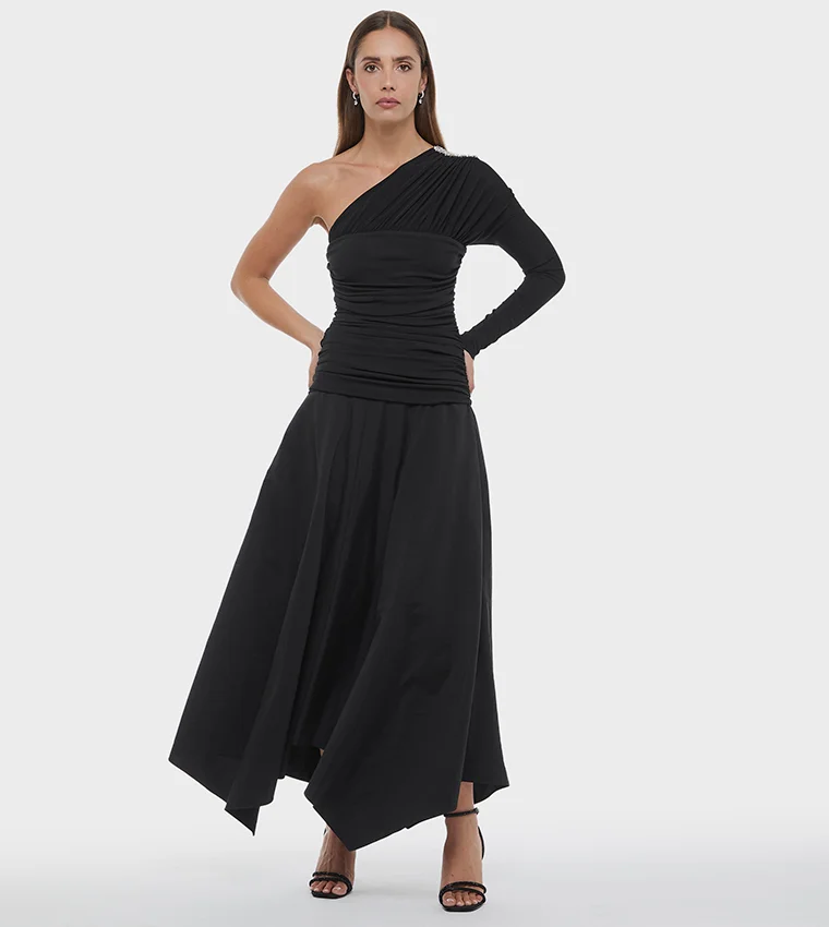 بي سي بي جي BCBG ONE SHOULDER TWO PIECE DRESS