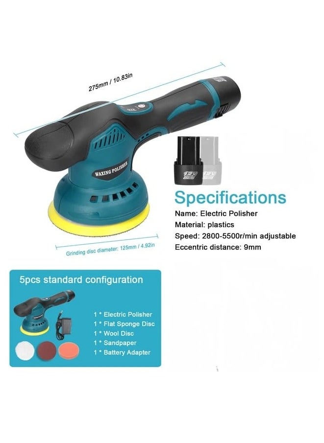 Generic - Electric Car Polisher Machine 1250V with Adjustable Sandpaper, Wool Pad, Sponge Pad, Cloth Bonnet Pad and 8 Gears Speed Polish Waxing Tools for Car, Furniture, Shoes Accessories - Image 1