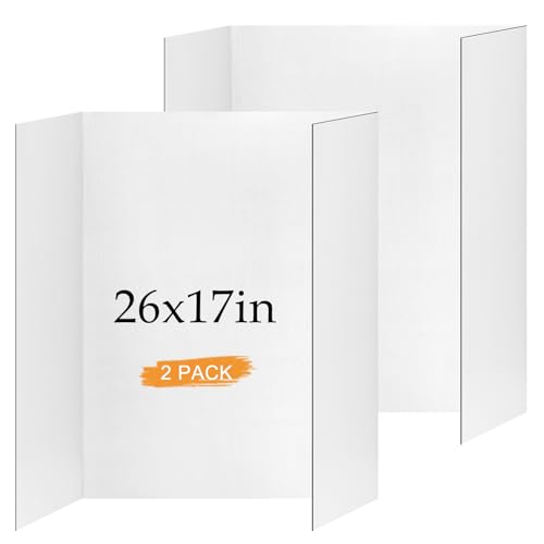 Xnewtwo 2 Pack Small Trifold Poster Board 26 x 17 White Corrugated Project Boards for Science Fairs School Projects and Event Displays - Image 1