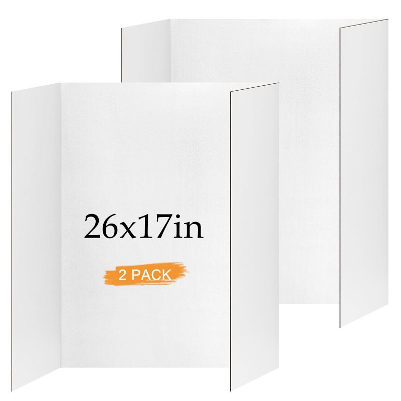 Xnewtwo 2 Pack Small Trifold Poster Board 26 x 17 White Corrugated Project Boards for Science Fairs School Projects and Event Displays - Image 2