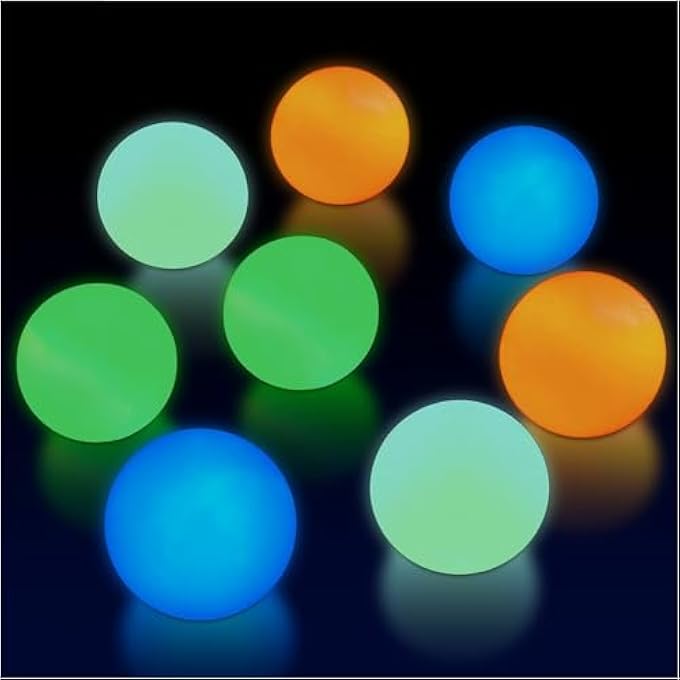 DIMROM 8 Pcs Colorful Sticky Balls for Ceiling 1.8" Diameter - Durable & Tear-Resistant TPR Sticky Ball with Soft Core - Sticks to The Wall & Glow in The Dark Squishies Set for Halloween Party Decorations - Image 1