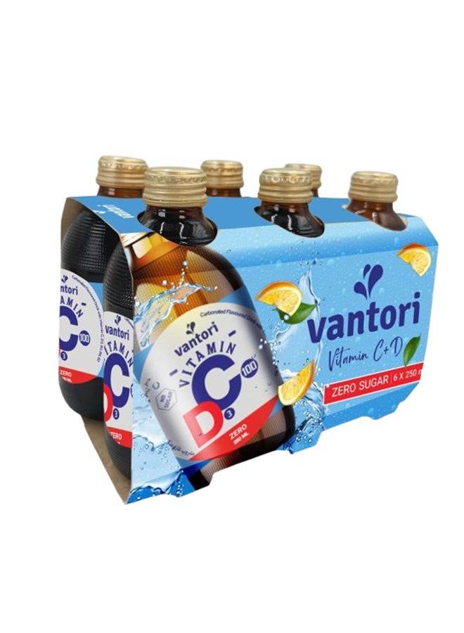 Vantori Zero Vitamin C + D Drink, Orange Flavor Zero Sugar,Immunity Booster Beverage with Refreshing Taste  250ml Pack of 6 - Image 1