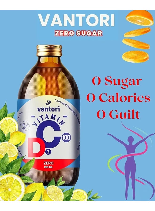 Vantori Zero Vitamin C + D Drink, Orange Flavor Zero Sugar,Immunity Booster Beverage with Refreshing Taste  250ml Pack of 6 - Image 5