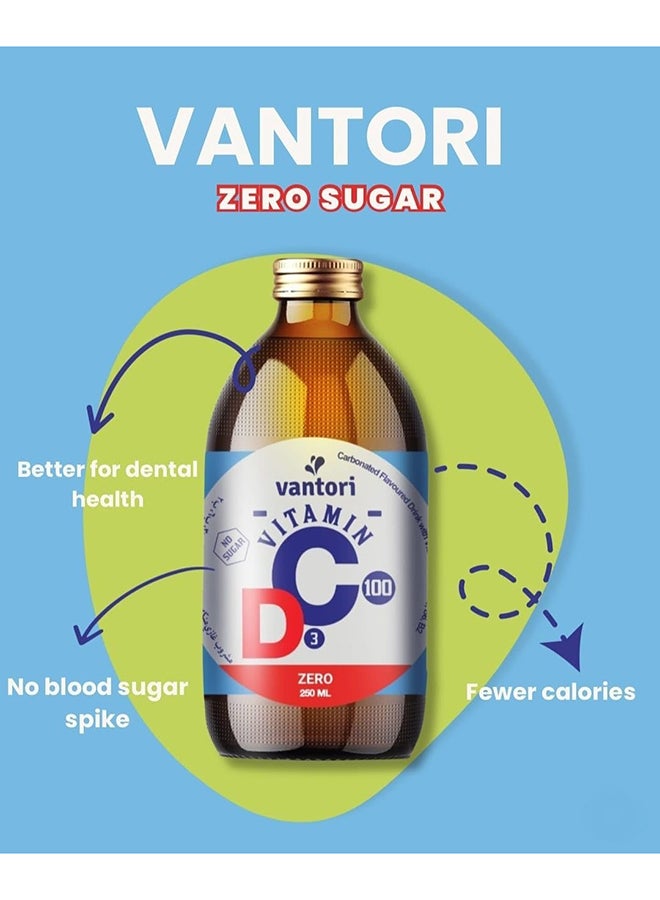 Vantori Zero Vitamin C + D Drink, Orange Flavor Zero Sugar,Immunity Booster Beverage with Refreshing Taste  250ml Pack of 6 - Image 4