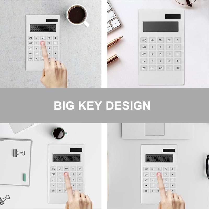 Ultrathin Solar Calculator Large Buttons Basic Electronic Office No Battery - Image 4