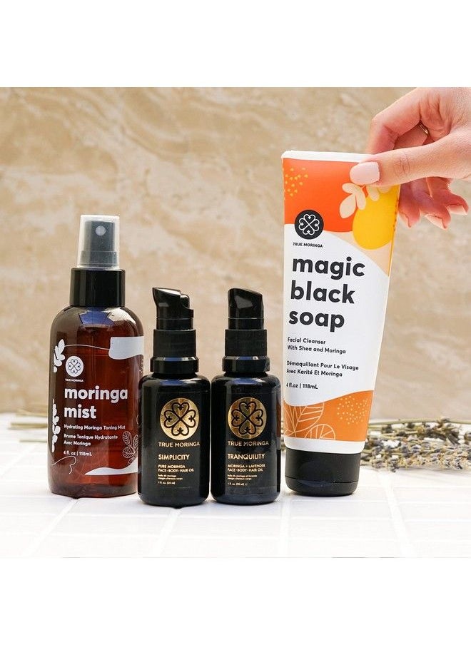 true moringa - Magic African Black Soap With Shea Butter Facial Cleanser Organic Detox Face Wash With Moringa Oil 100% Natural Moisturizing & Cleansing Soap 4 Fl Oz - Image 1