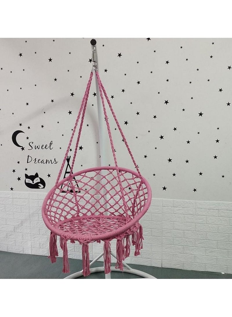 DubaiGallery كرسي أرجوحة دائري خارجي داخلي في السكن الجامعي غرفة النوم الفناء للأطفال والبالغين أرجوحة معلقة كرسي أمان فردي (اللون: وردي) - Image 2