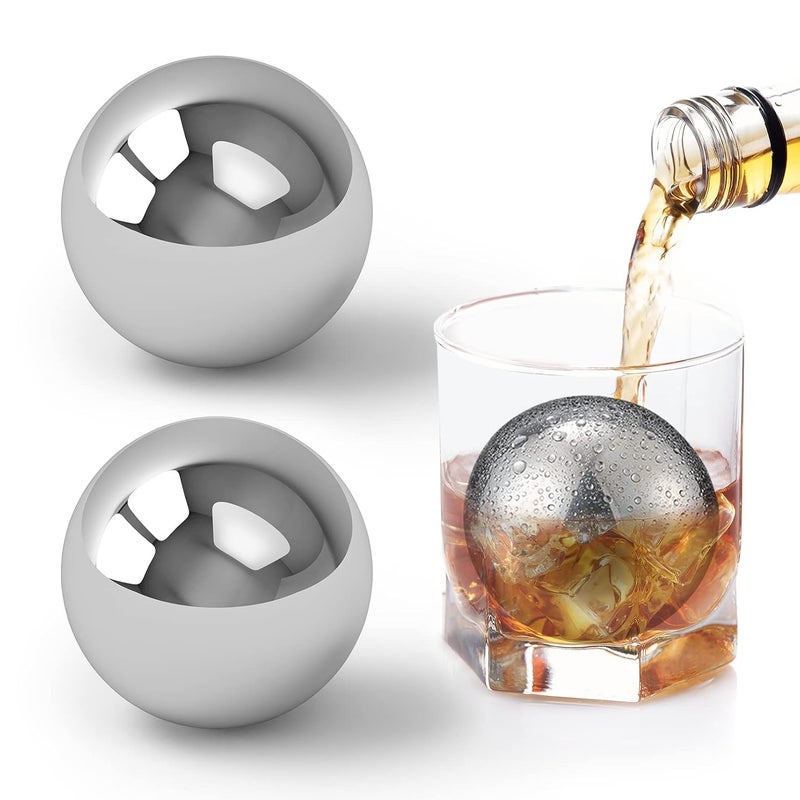 Tikaton Gifts for Men Dad Tikaton Whiskey Stones Christmas Stocking Stuffers Unique Anniversary Birthday Gift Ideas for Him Husband Boyfriend Cool Retirement Gifts for Men Silver Ball - Image 1
