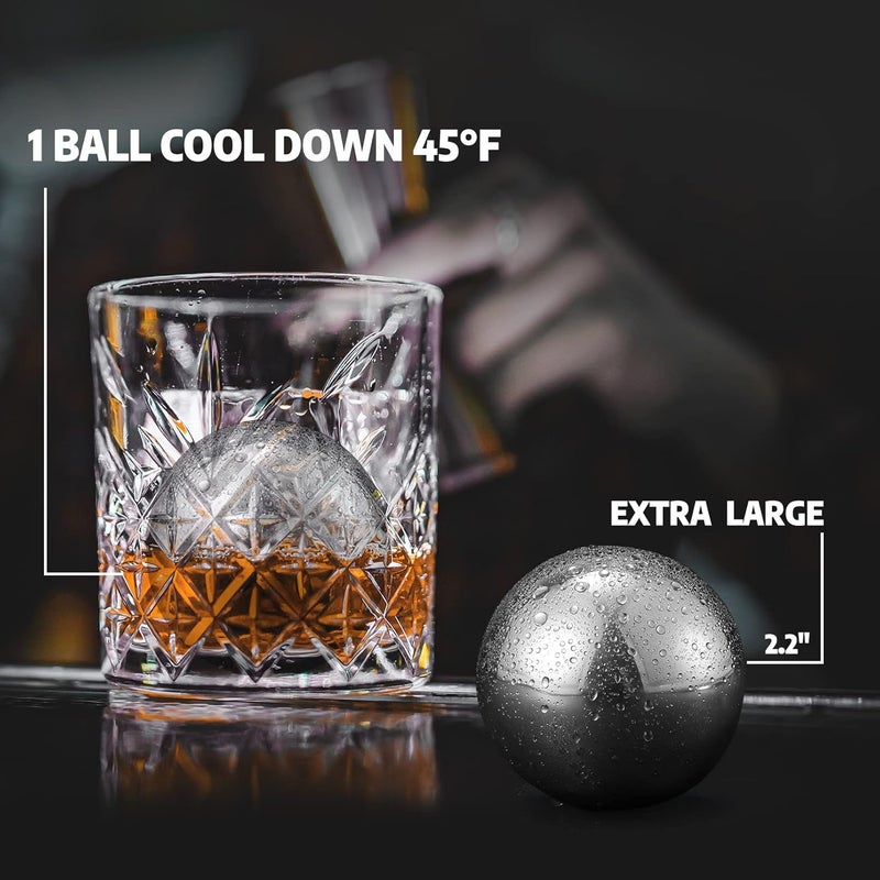 Tikaton Gifts for Men Dad Tikaton Whiskey Stones Christmas Stocking Stuffers Unique Anniversary Birthday Gift Ideas for Him Husband Boyfriend Cool Retirement Gifts for Men Silver Ball - Image 5