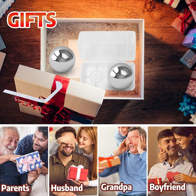 Tikaton Gifts for Men Dad Tikaton Whiskey Stones Christmas Stocking Stuffers Unique Anniversary Birthday Gift Ideas for Him Husband Boyfriend Cool Retirement Gifts for Men Silver Ball - Image 2