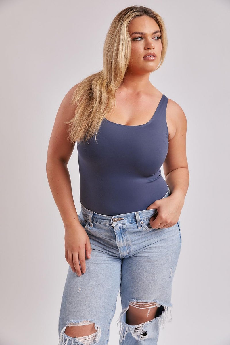 Almere Everyday Essential Double Lined Basic Tank Bodysuit for Women (Blue, X Small) - Image 3